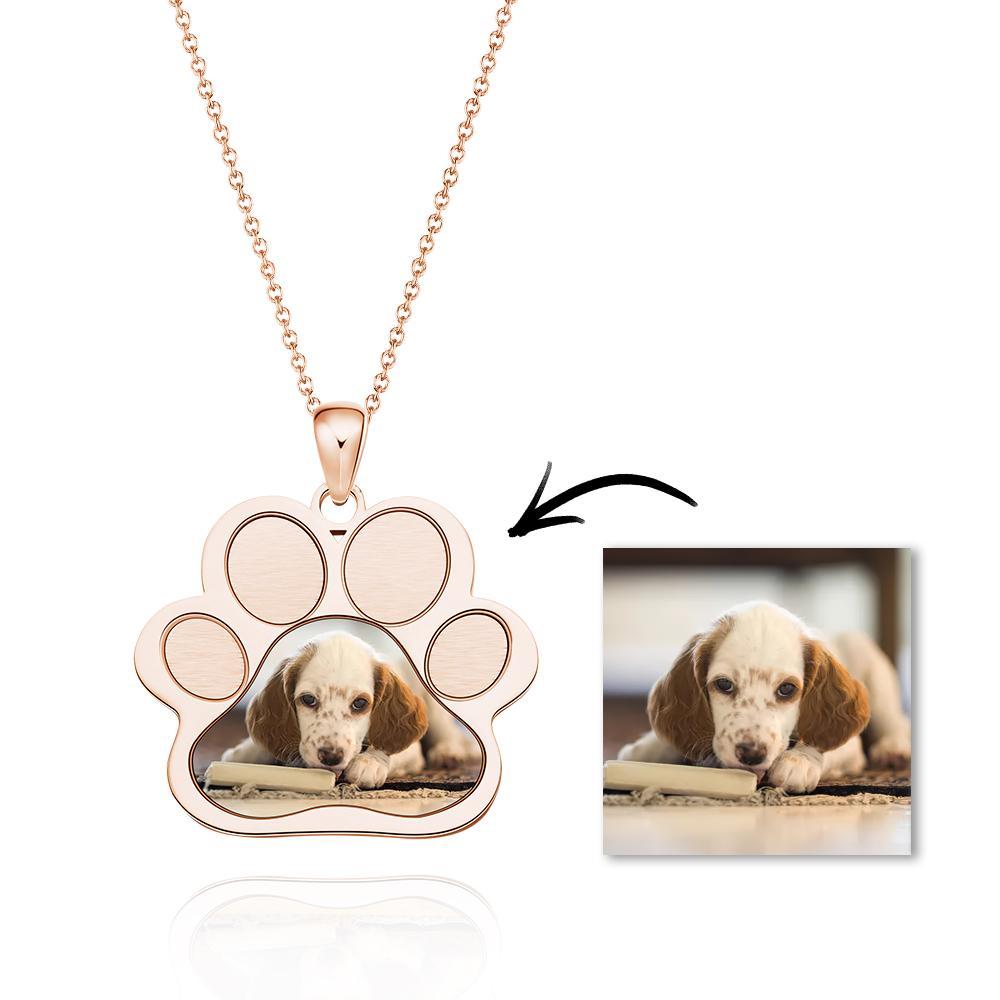 Custom Photo Necklaces Paw Print Pendant Cute Dog Pendant