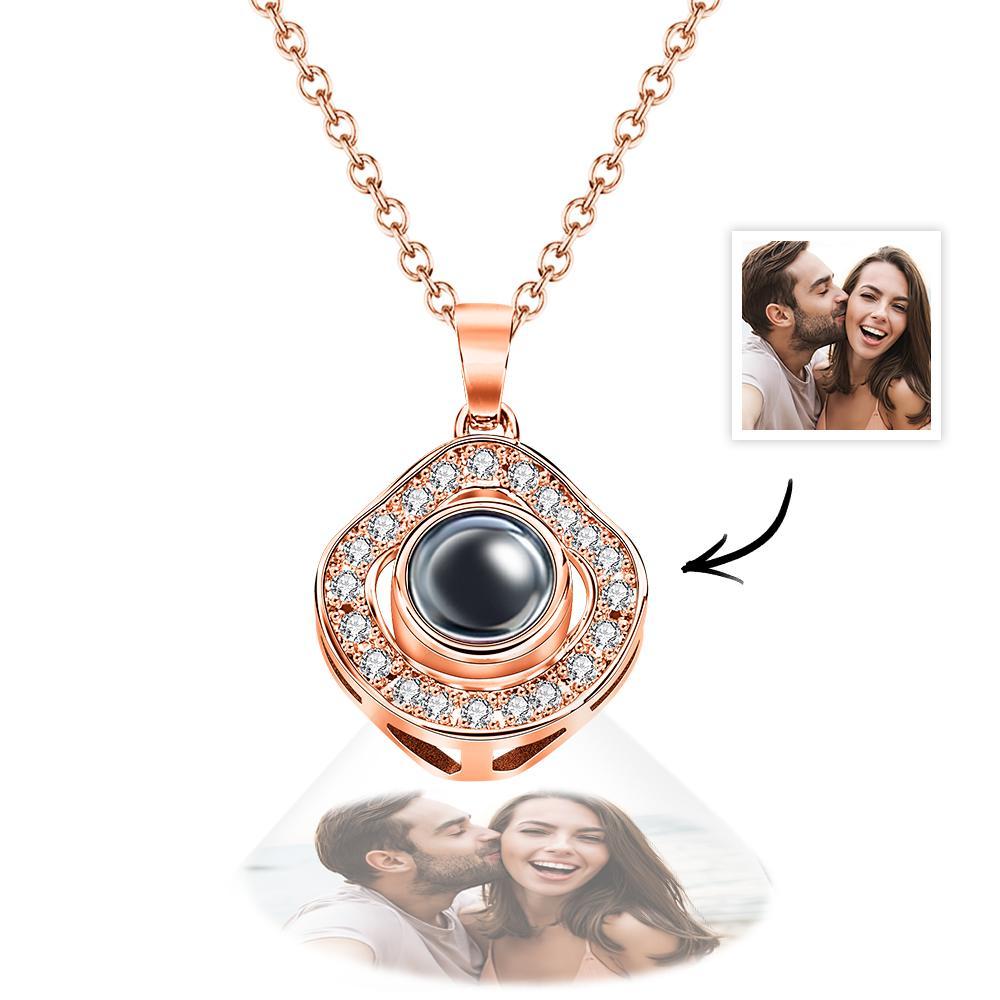 Personalized Photo Projection Necklace Charming Rhinestone Pendant Jewelry Gift For Her - soufeelmy