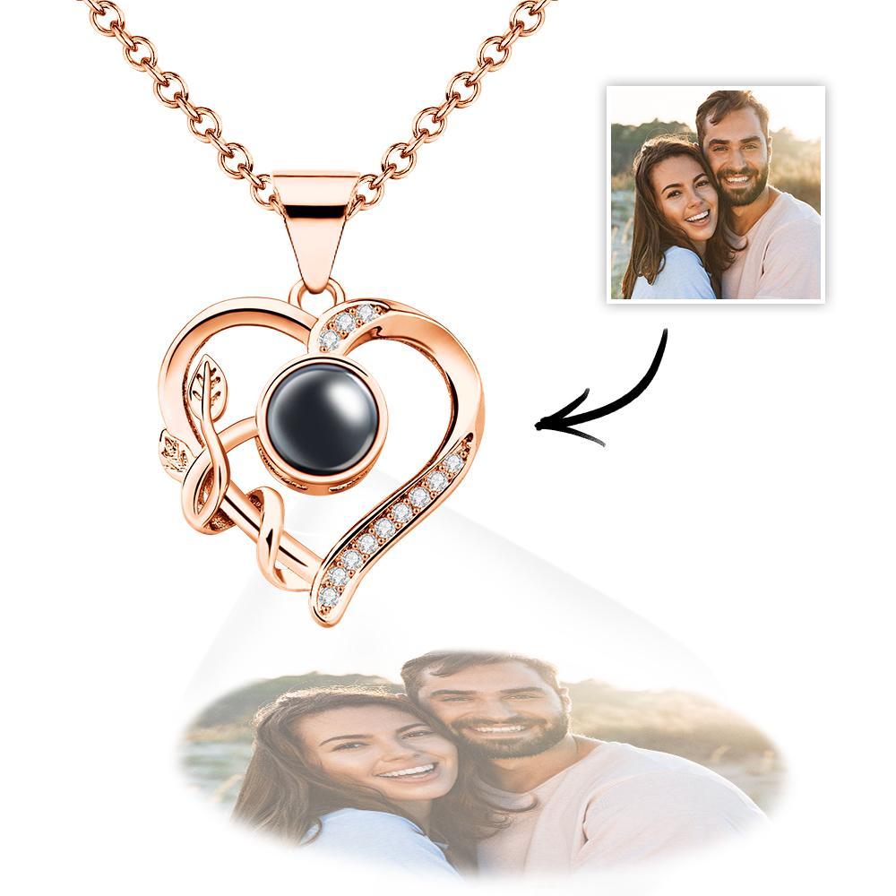 Custom Photo Projection Winding Flower Necklace Personalized Charming Pendant Jewelry Gifts For Her - soufeelmy