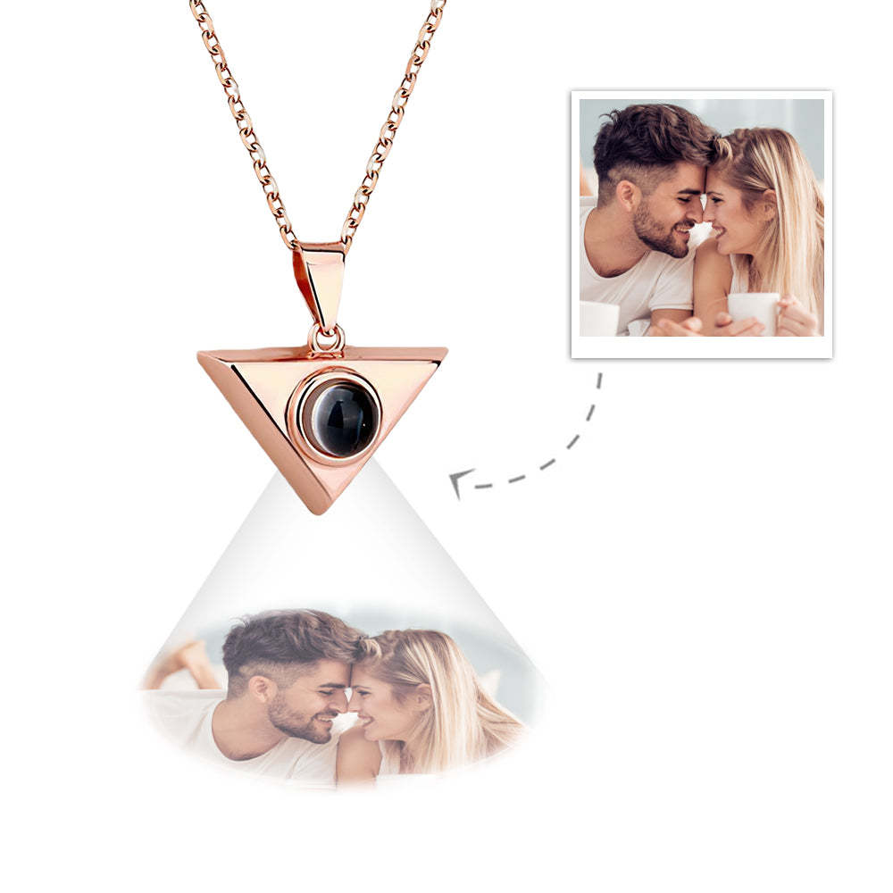 Custom Projection Necklace Triangle Photo Necklace Gift for Couples - soufeelmy