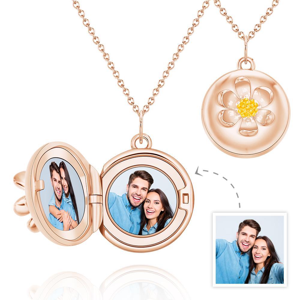 Custom Photo Necklace Daisy Pendant Creative Couple Gifts - soufeelmy