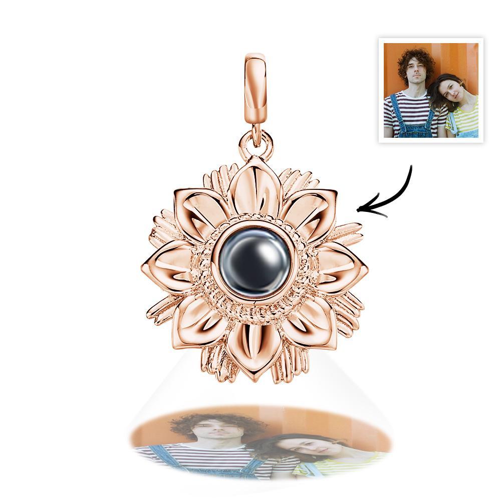 Projection Sunflower Personalized Photo Pendant Dangle Charm Personalize Your Wonderful Moment with Your Lover - soufeelmy