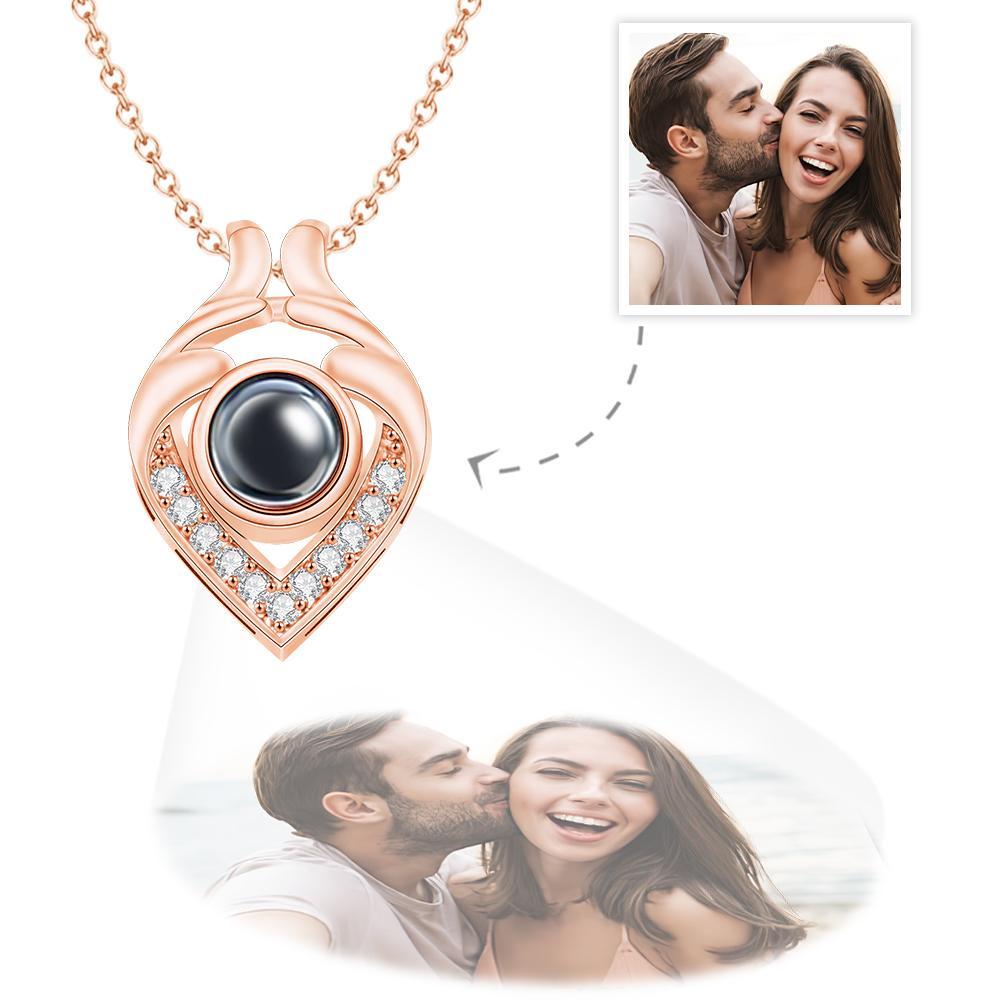 Custom Photo Projection Necklace Personalized Heart Projection Necklace Creative Gift - soufeelmy