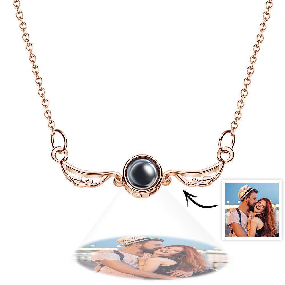 Angel Wing Projection Necklace Personalized Picture Inside Pendant Keepsake Jewelry Trendy Best Friend Gift - soufeelmy