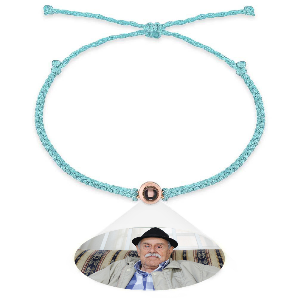 Personalized Photo Projection Couple Bracelet Braided Black Rope Bracelet Gift for Parents and Grandparents - soufeelmy