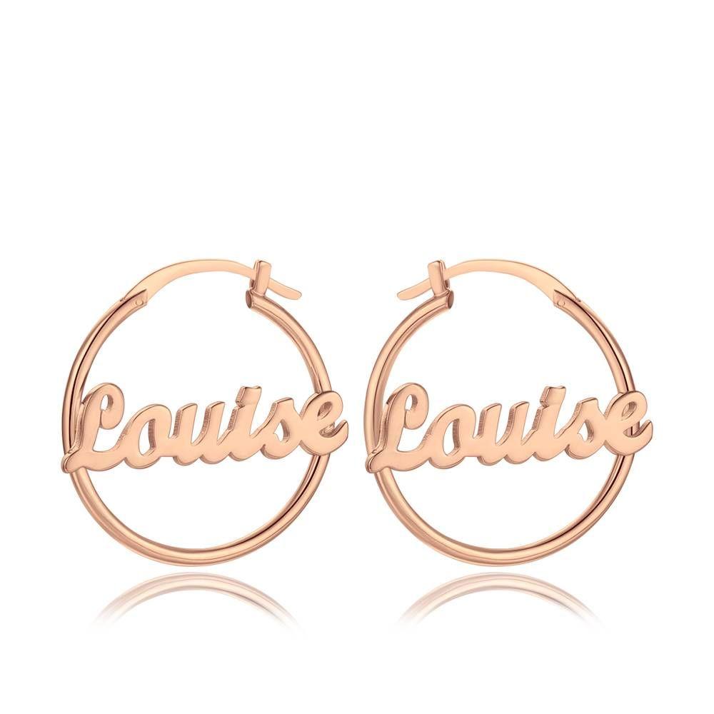 Personalized Name Earrings Unique Gift Rose Gold Plated - 