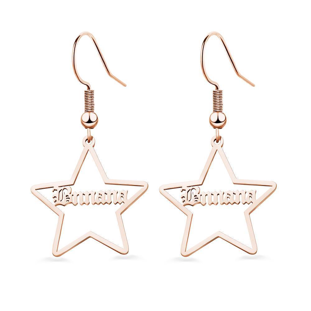 Custom Engraved Earrings Stainless Steel Star-shaped Earrings
