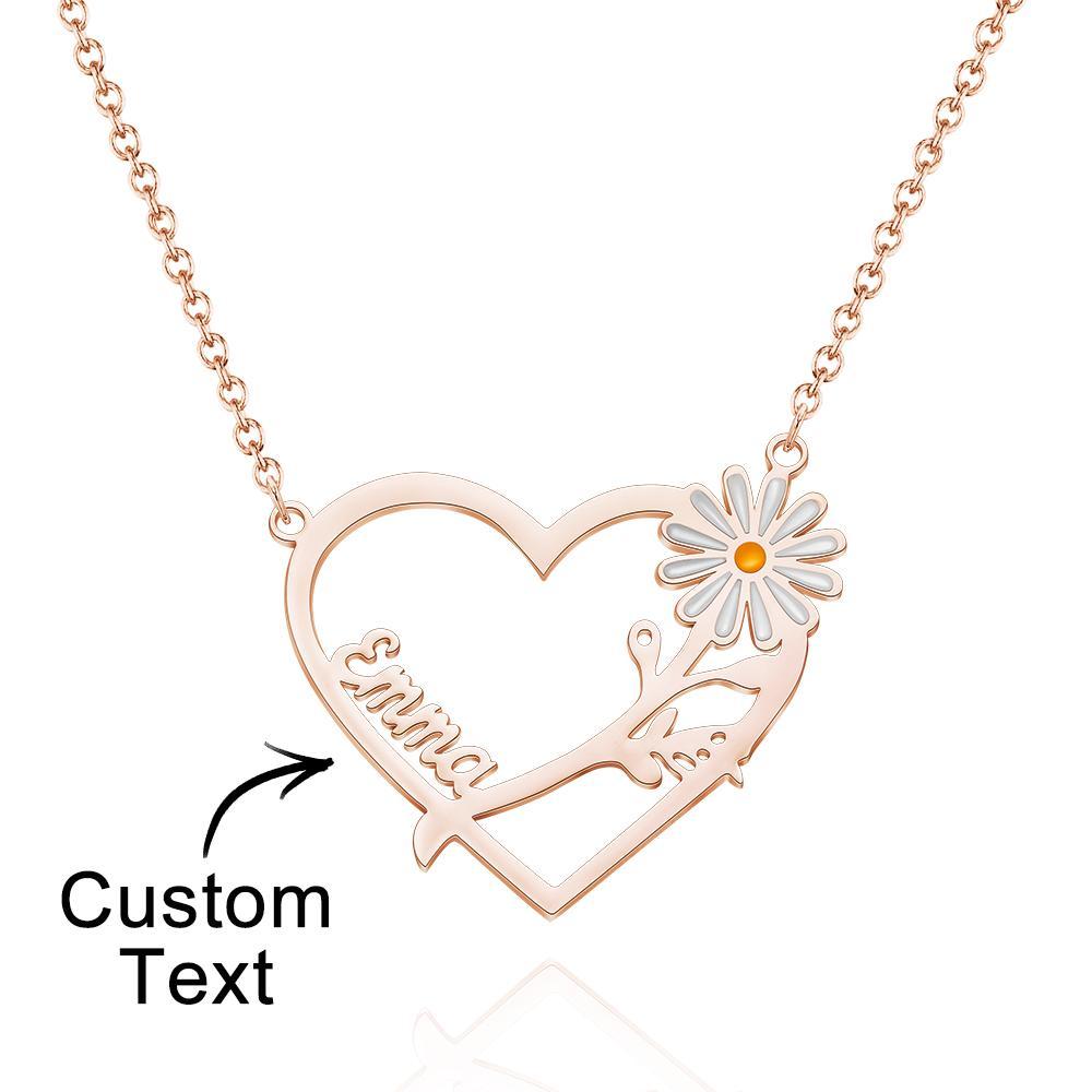 Custom Engraved Necklace Daisy Heart-shaped Name Necklace Gift for Her - soufeelmy