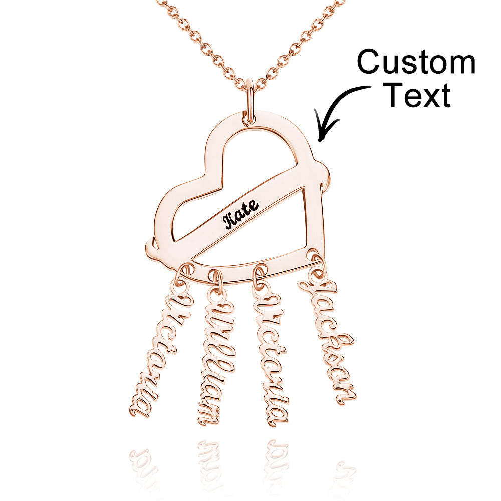 Personalized Engraved Dream Catcher Heart Necklace with Names Pendant Unique Gifts - soufeelmy