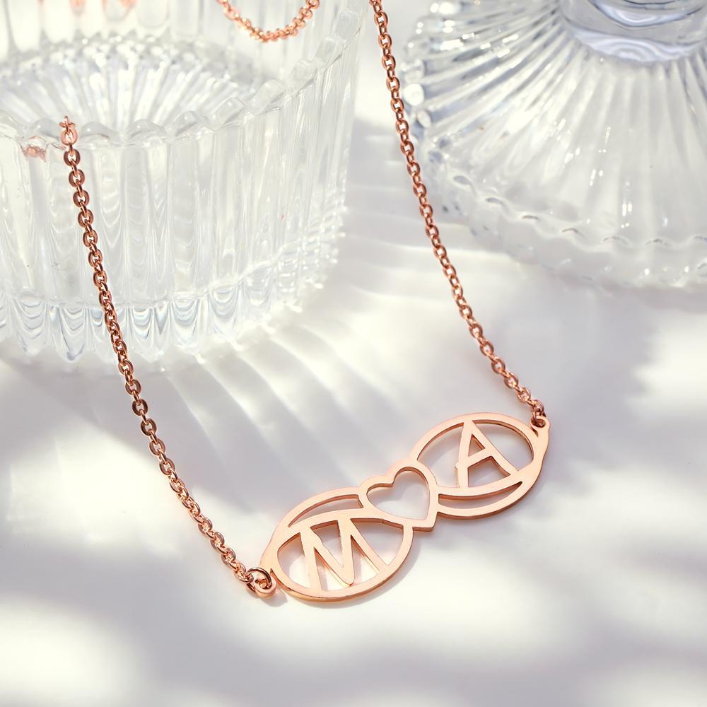 Love Name Necklace Personalized Love Heart Infinite Initials Necklace Gift for Her - soufeelmy