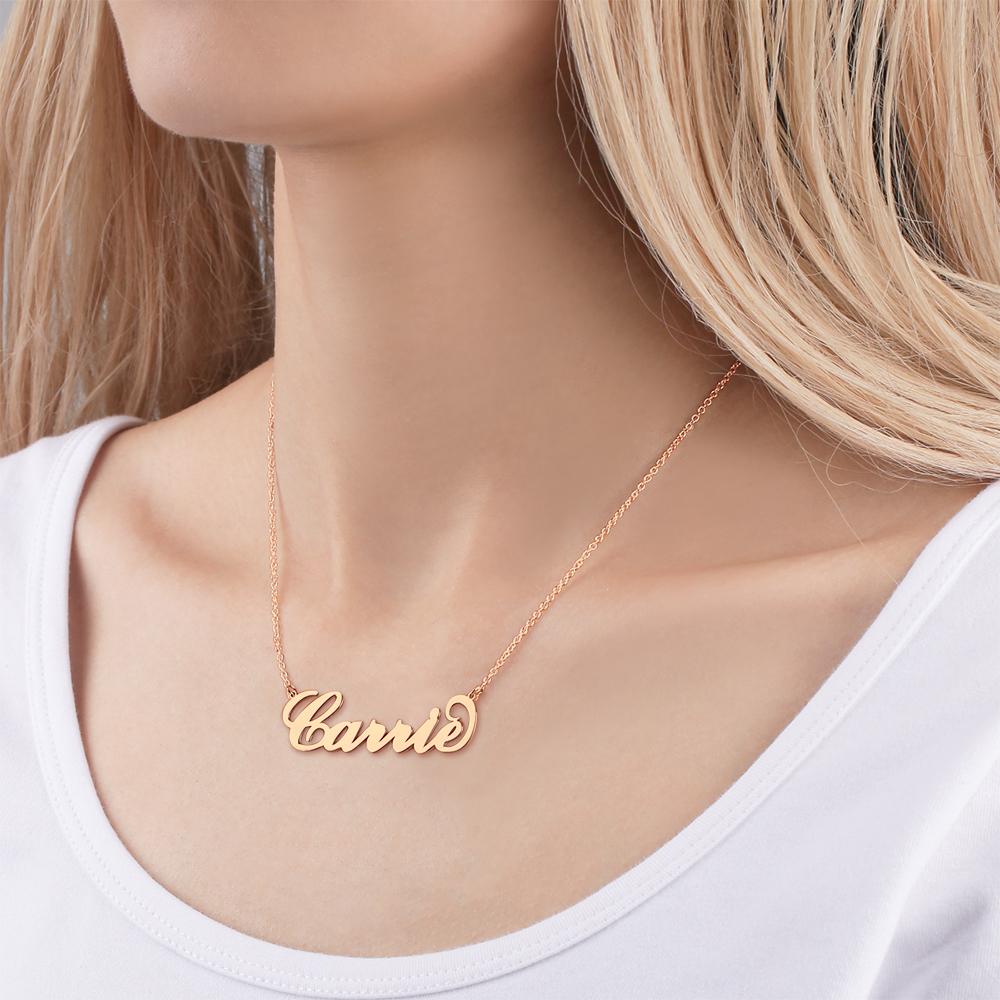 Personalized Large Name Necklace Rose Gold Plated - Best Gift for Her - 
