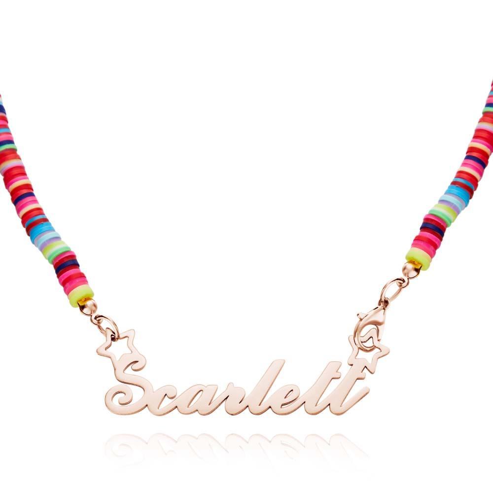 Rainbow Magic Girls Name Necklace Personalized Children Nameplate Necklace Gift - soufeelmy