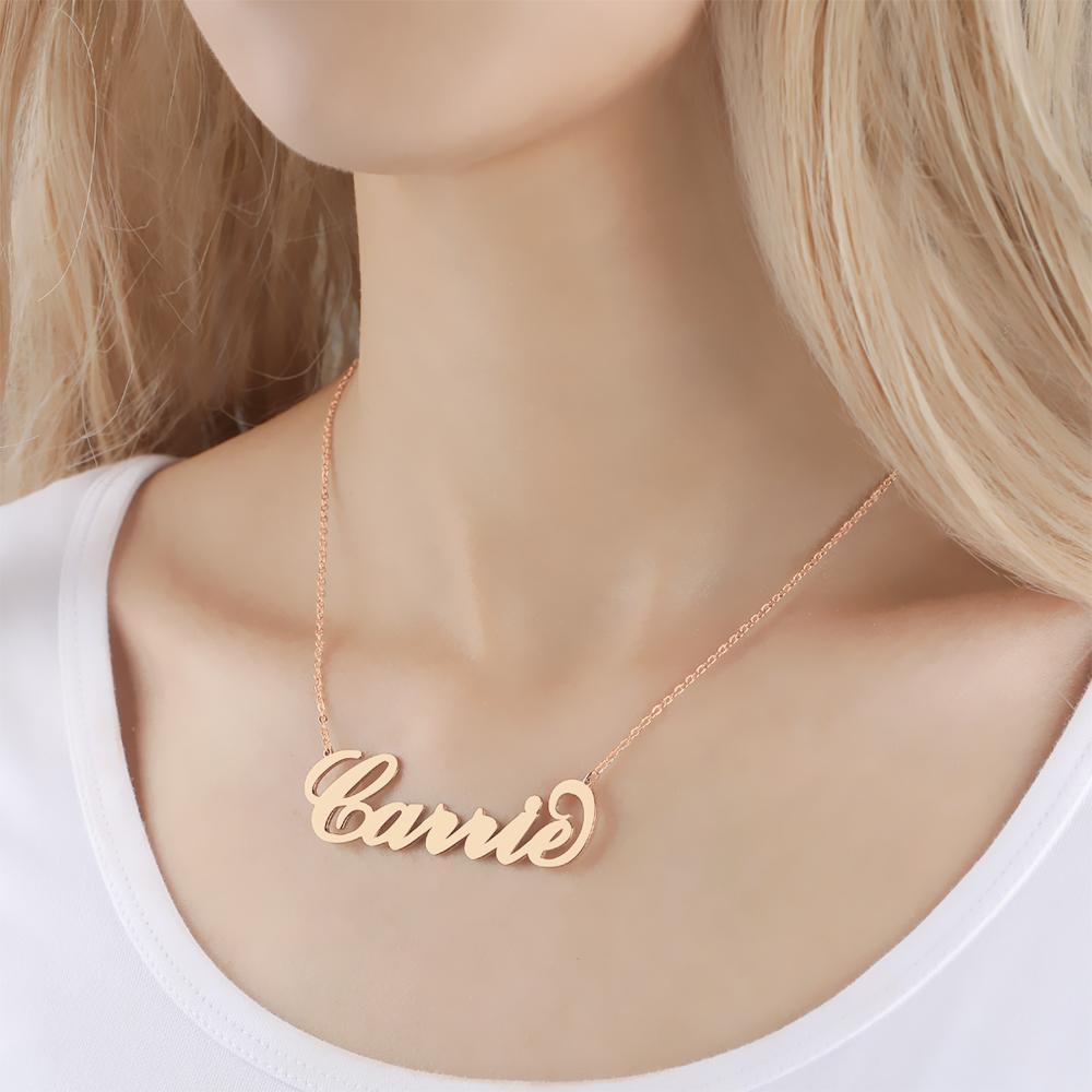 Personalized Large Name Necklace, Bridal Necklace Rose Gold Plated - 