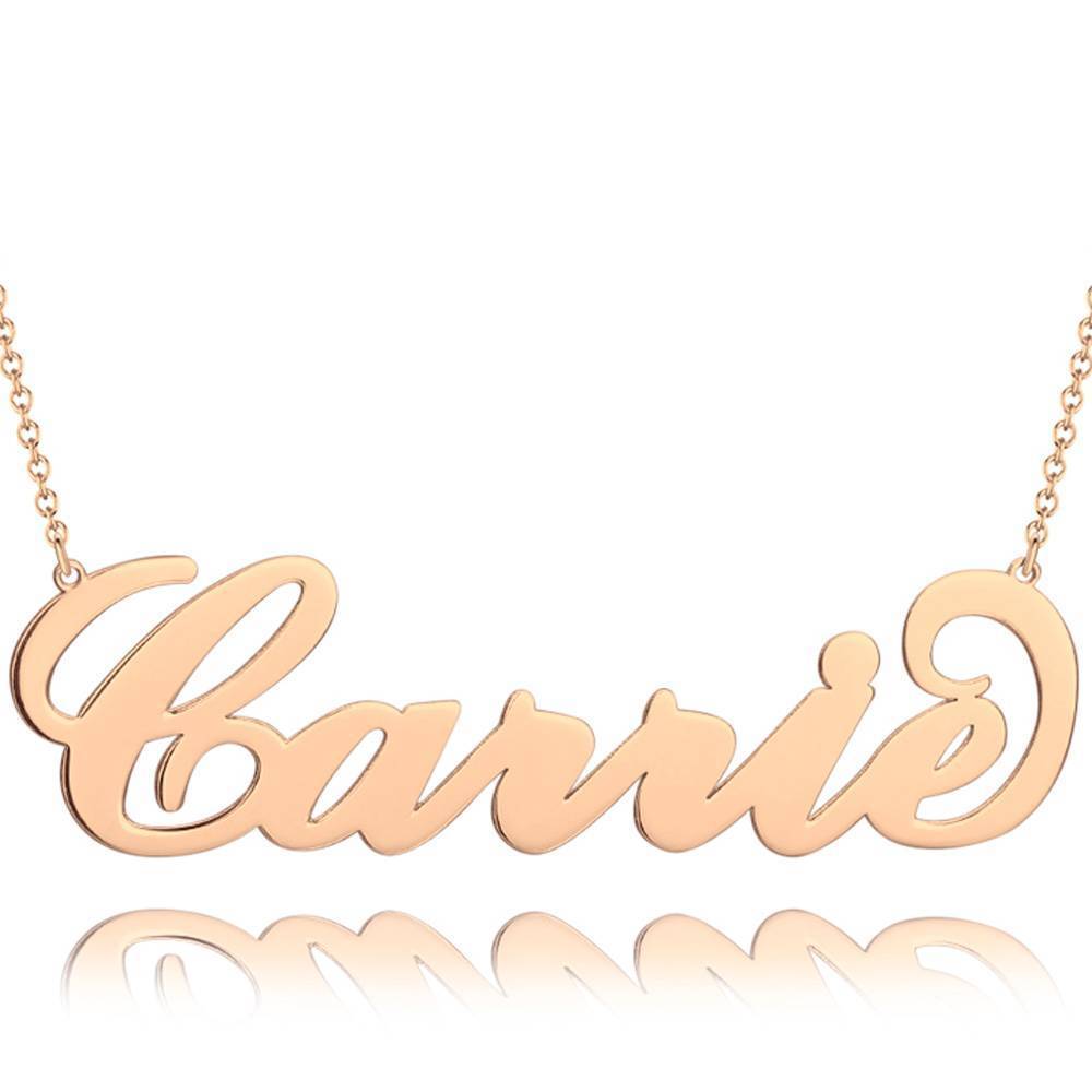 Personalized Large Name Necklace, Bridal Necklace 14k Gold Plated - Golden - 