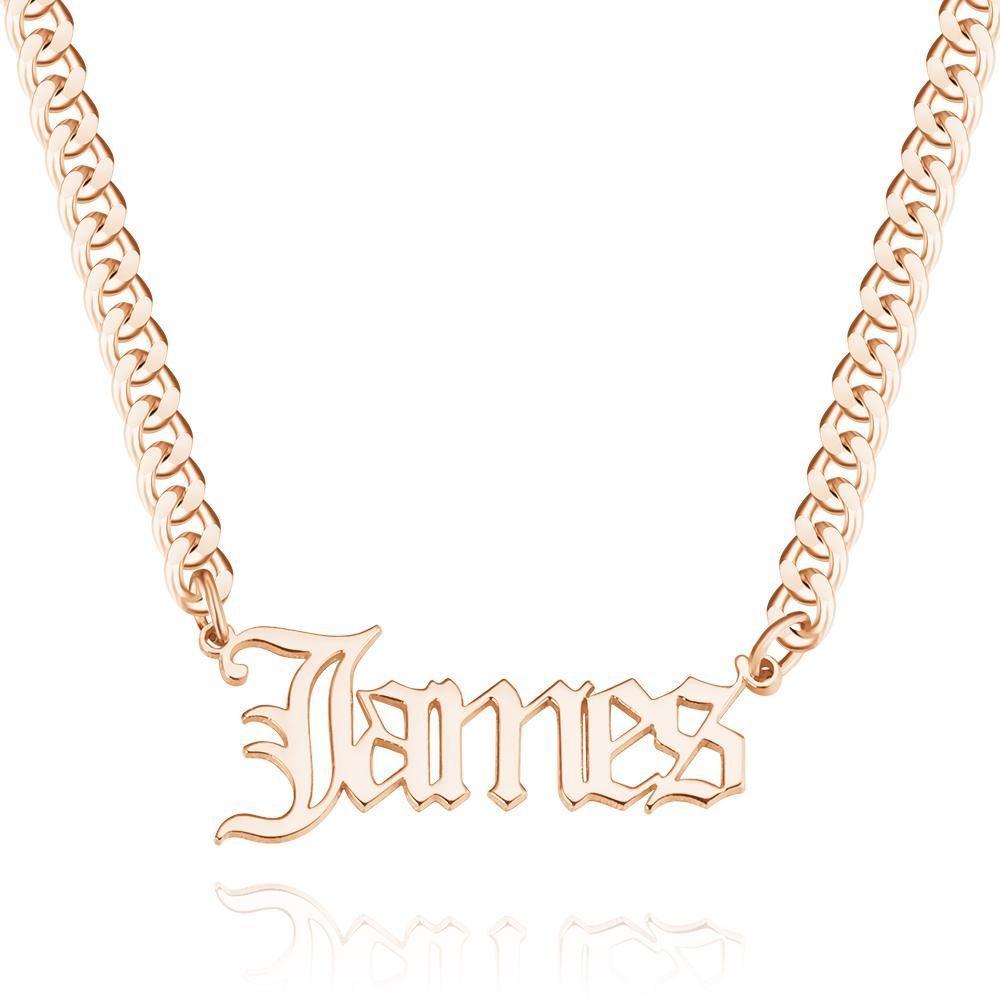 Custom Men’s Necklace Thick Chain Necklace Birthday Present Two Digits- Rose Gold - 