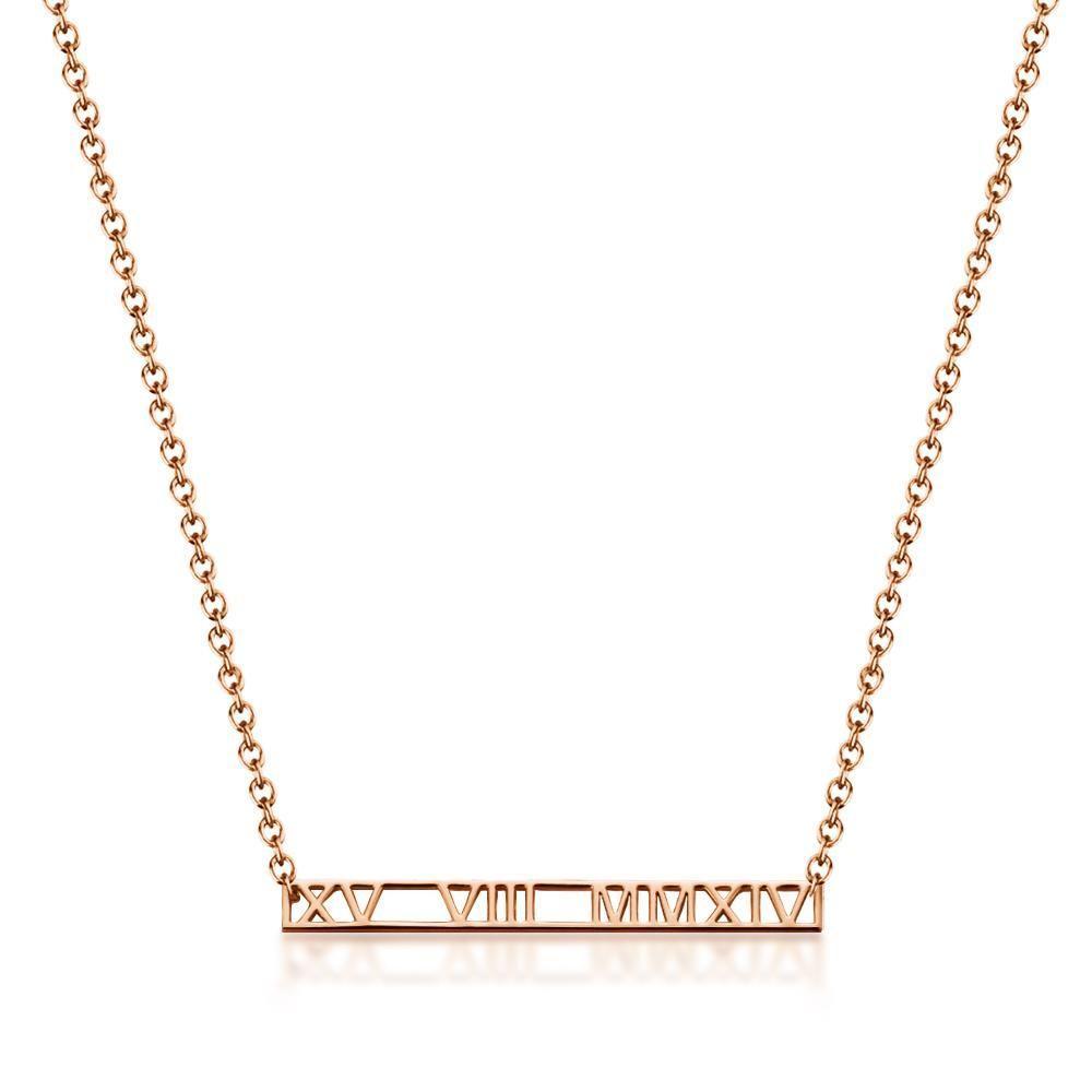 Roman Numeral Necklace Custom Date Necklace Rose Gold Plated - 