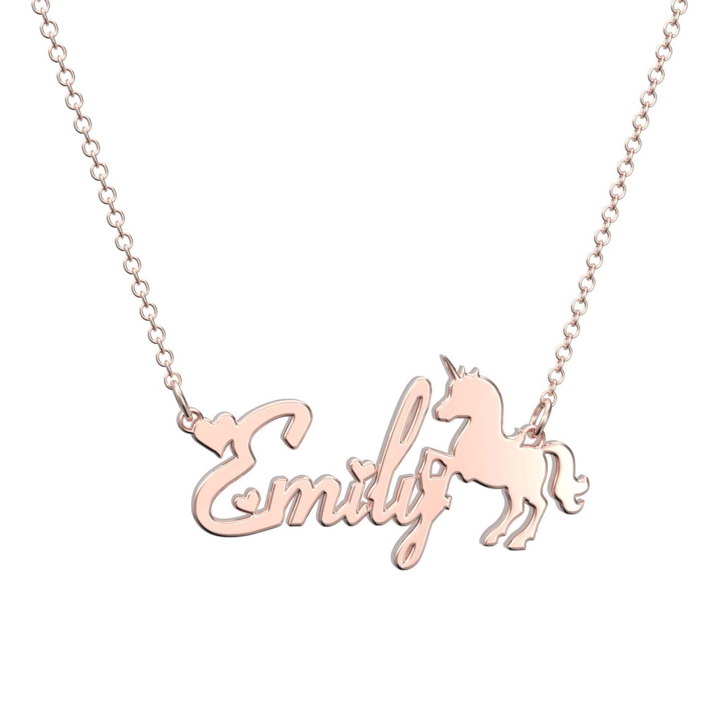 Custom Name Necklace Gift Maiden and Unicorn Necklace - 