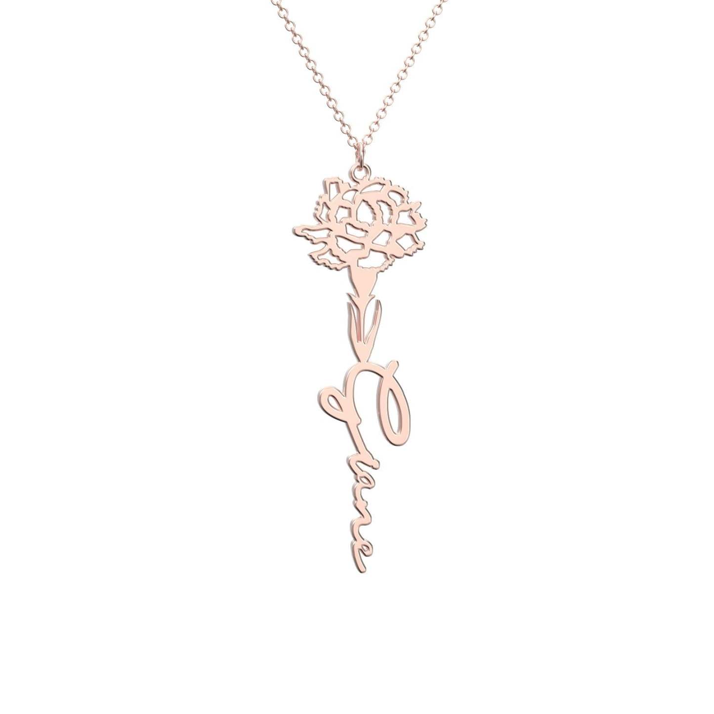 Birthflower Name Necklace Gift, Custom Name Necklace, The Best Gift For You -