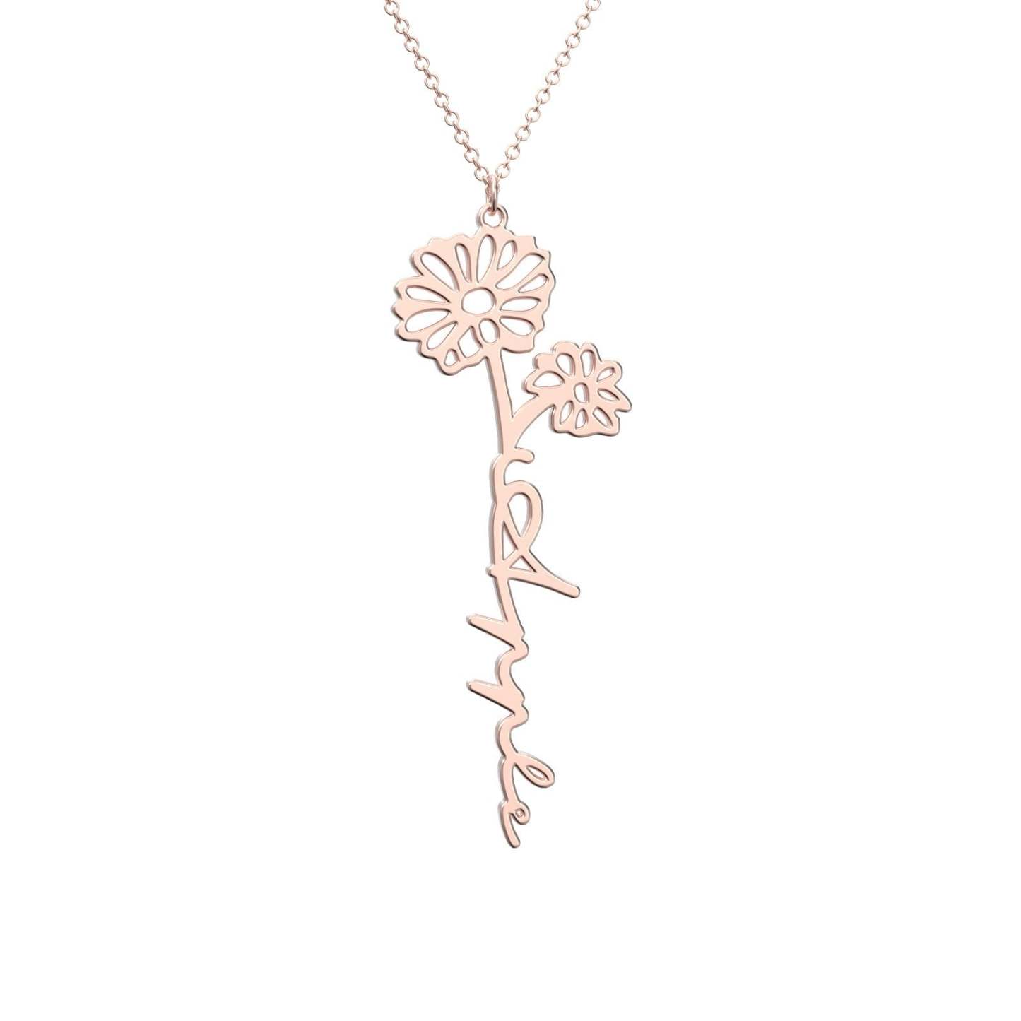 Birthflower Name Necklace Gift, Custom Name Necklace, The Best Gift For You -