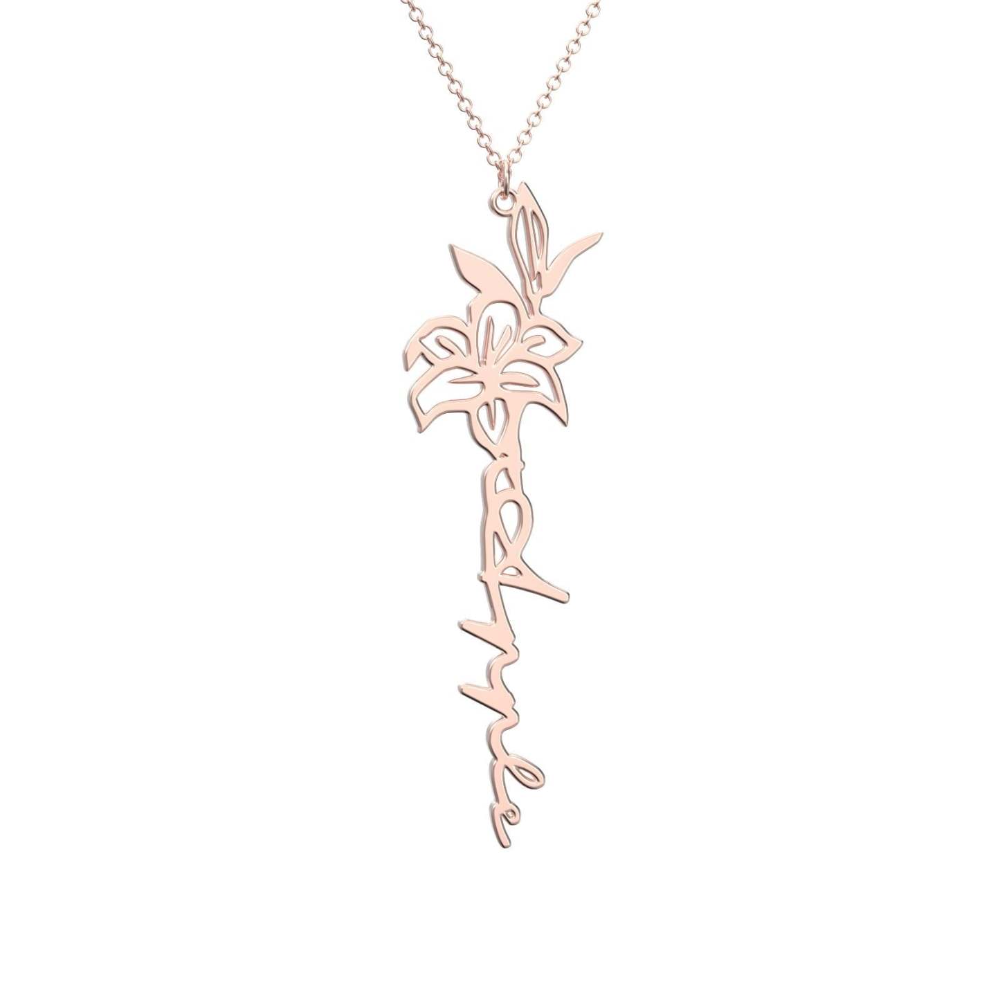 Birthflower Name Necklace Gift, Custom Name Necklace, The Best Gift For You -
