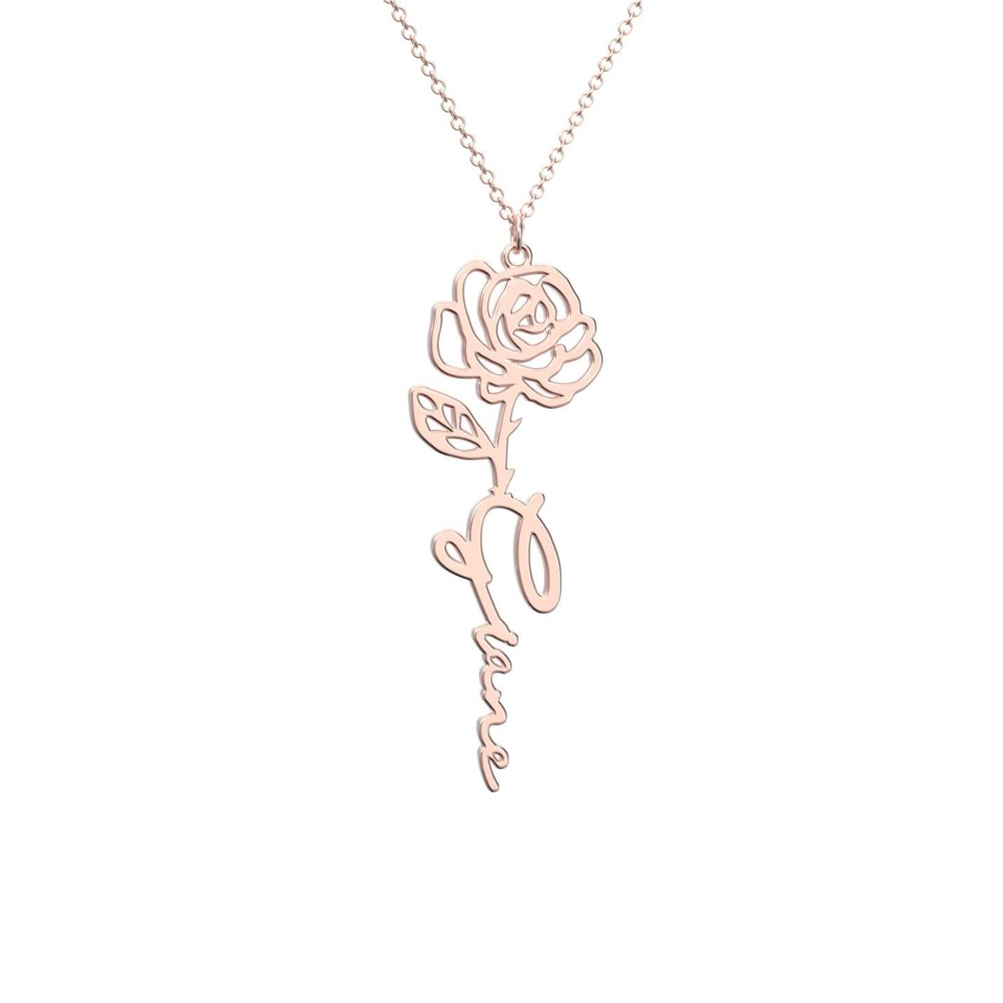 Birthflower Name Necklace Gift, Custom Name Necklace, The Best Gift For You -
