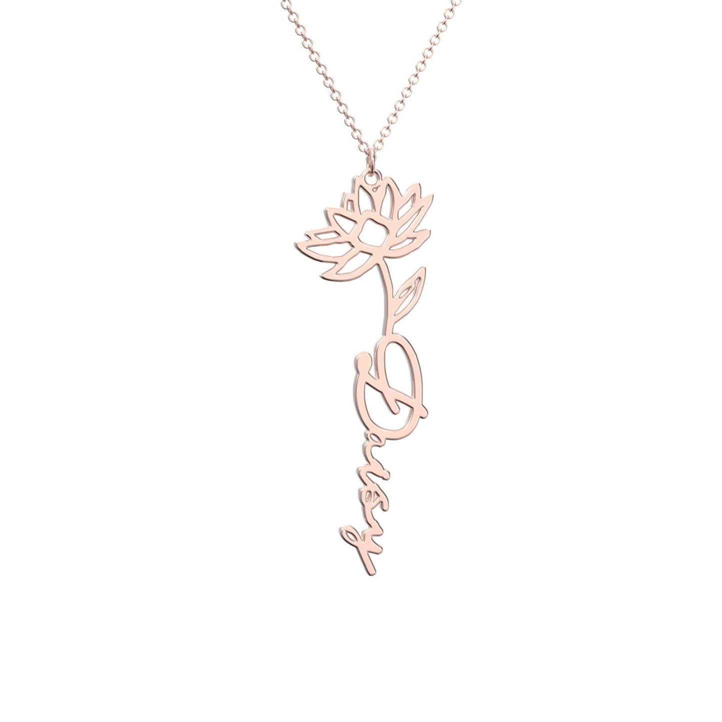 Birthflower Name Necklace Gift, Custom Name Necklace, The Best Gift For You -