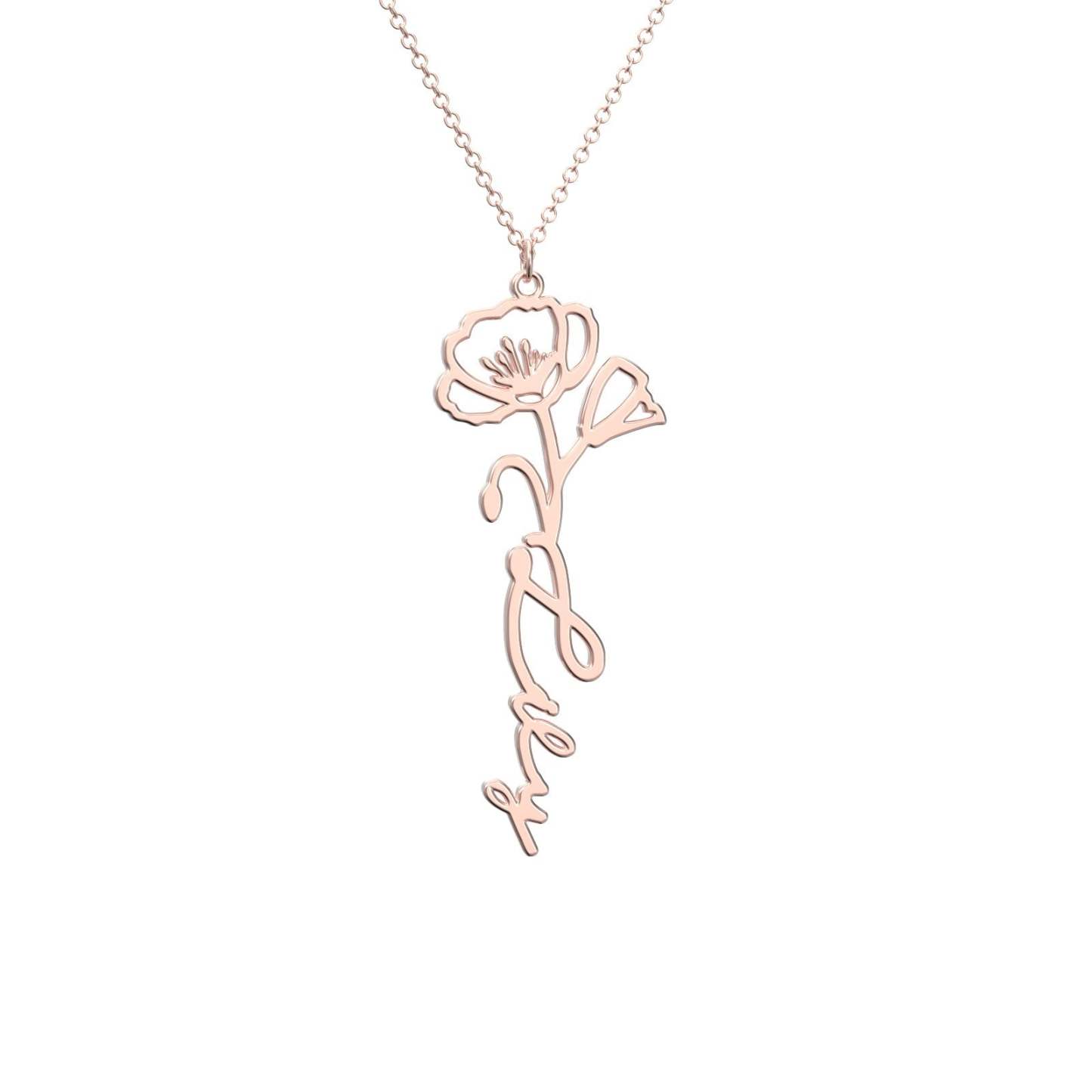 Birthflower Name Necklace Gift, Custom Name Necklace, The Best Gift For You -