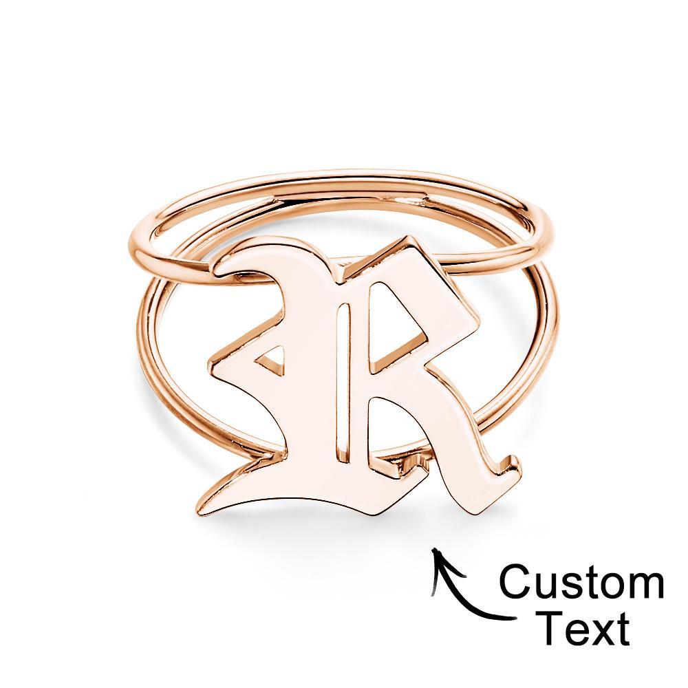 Old English Initial Custom Gothic Ring Personalized gift Ring - soufeelmy