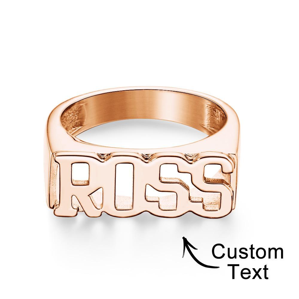 Custom Name Ring, Personalized Block Name Ring, Name Ring, Engraved Name Ring For Men and Women - soufeelmy