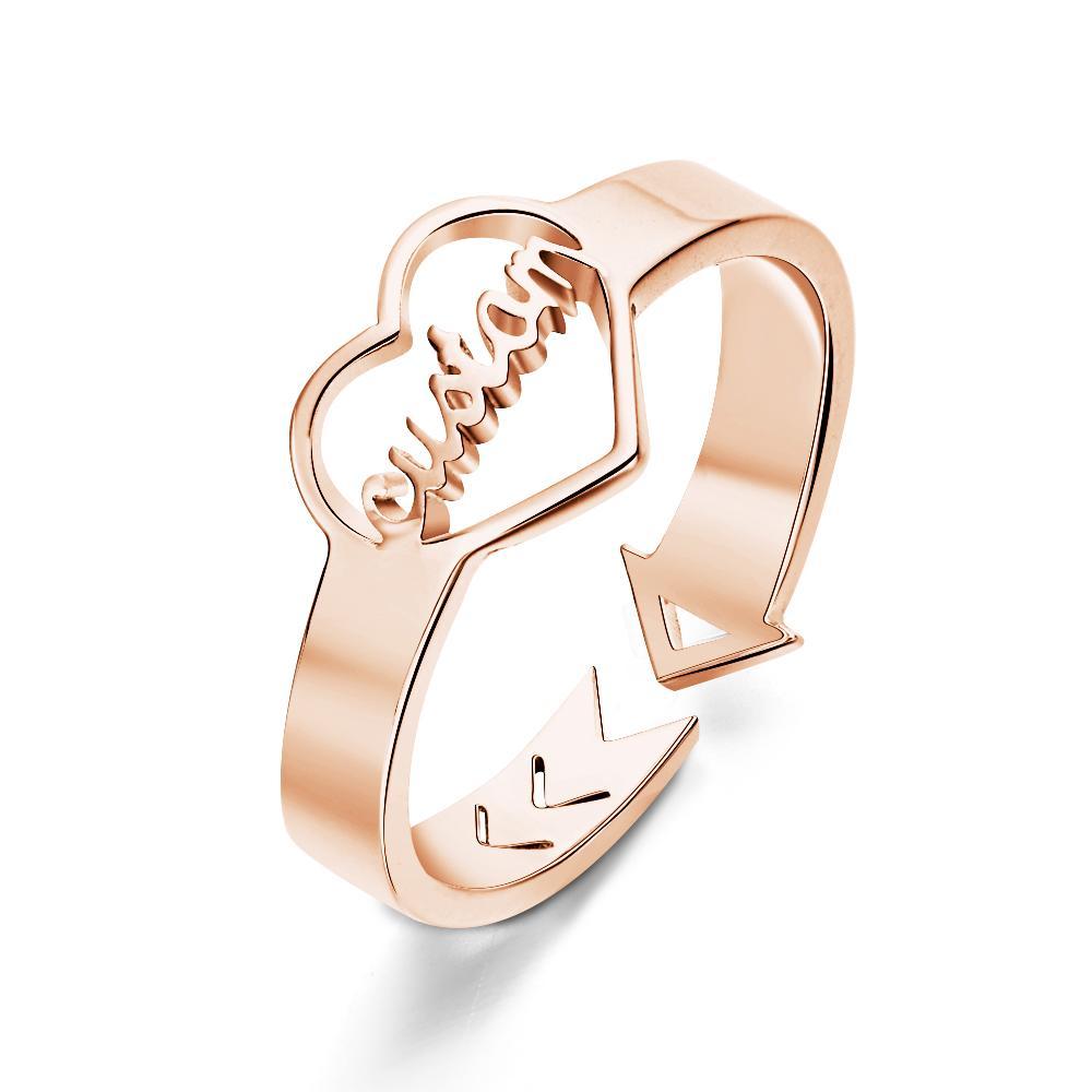 Loving Heart Custom Name Adjustable Ring For Women Girls Engagement Gift - soufeelmy