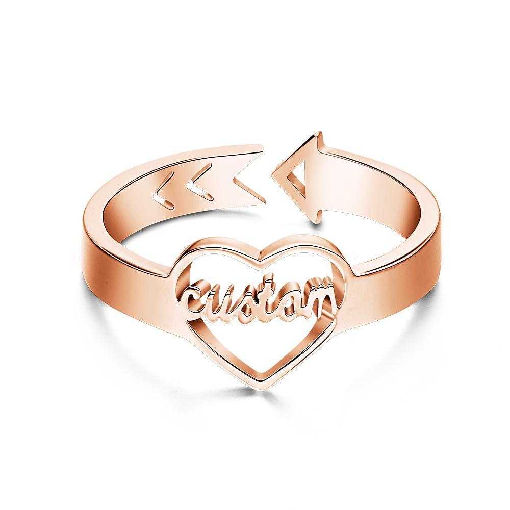 Loving Heart Custom Name Adjustable Ring For Women Girls Engagement Gift - soufeelmy
