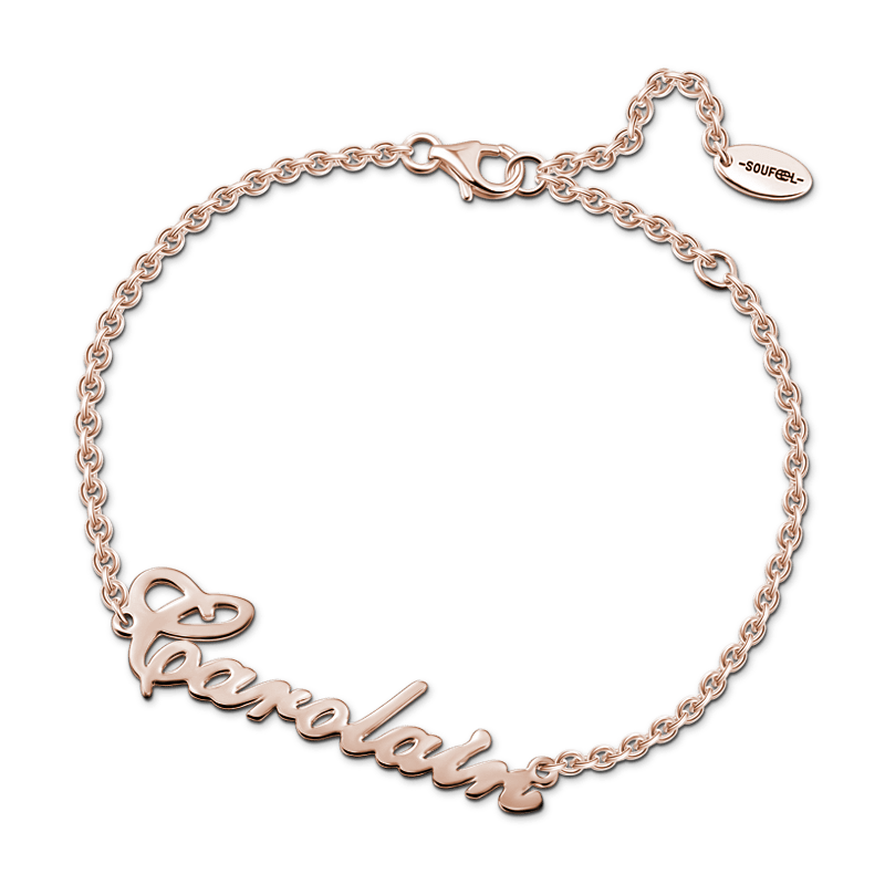 Personalized Name Bracelet Rose Gold Plated Silver - Length Adjustable - 