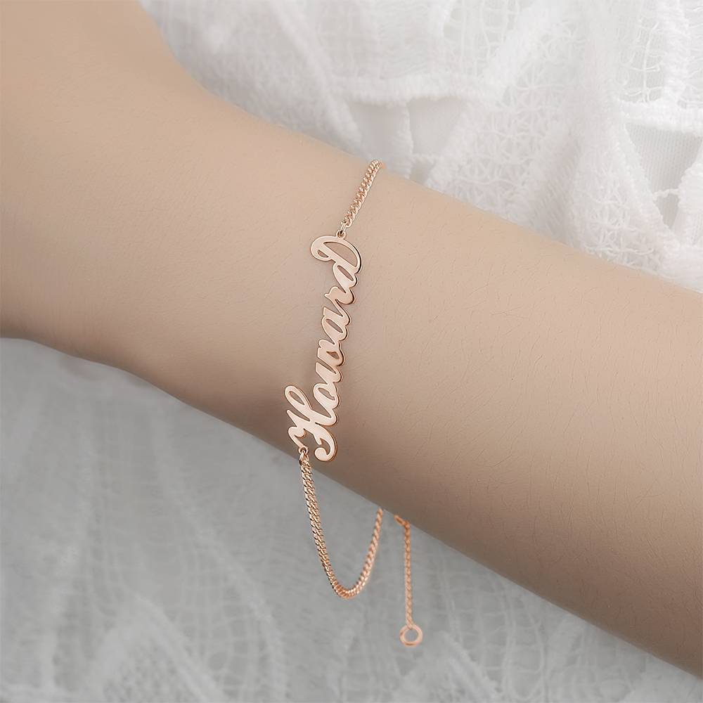 Personalized Name Bracelet, Any Name Bracelet Rose Gold Plated - 
