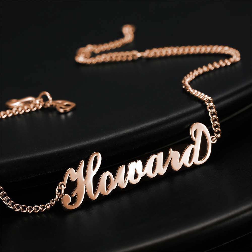 Personalized Name Bracelet, Any Name Bracelet Rose Gold Plated - 