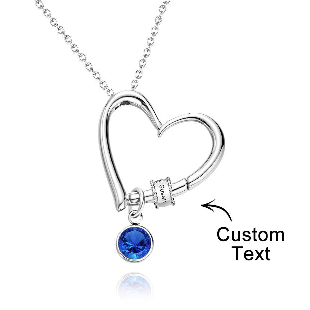 Heart Necklace with Engraved Beads Personalized Charming Necklace for Mom - soufeelmy