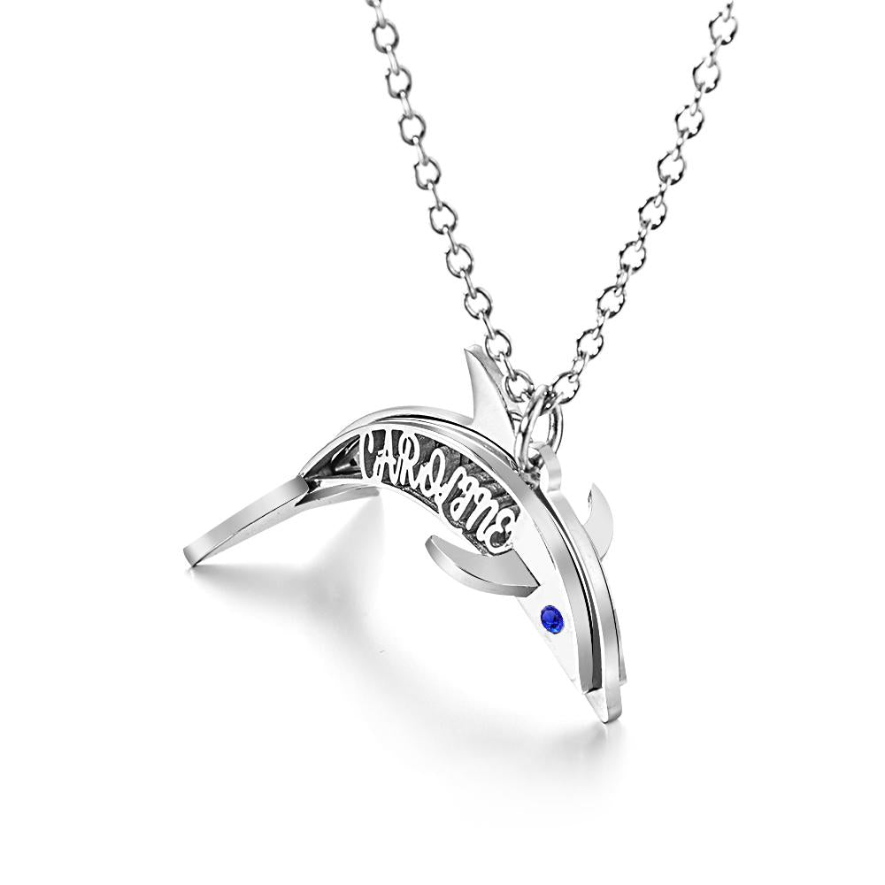 "Eye of the Dolphin" Personalized Birthstone Necklace Personalized Name Necklace for Valentine's Day - soufeelmy