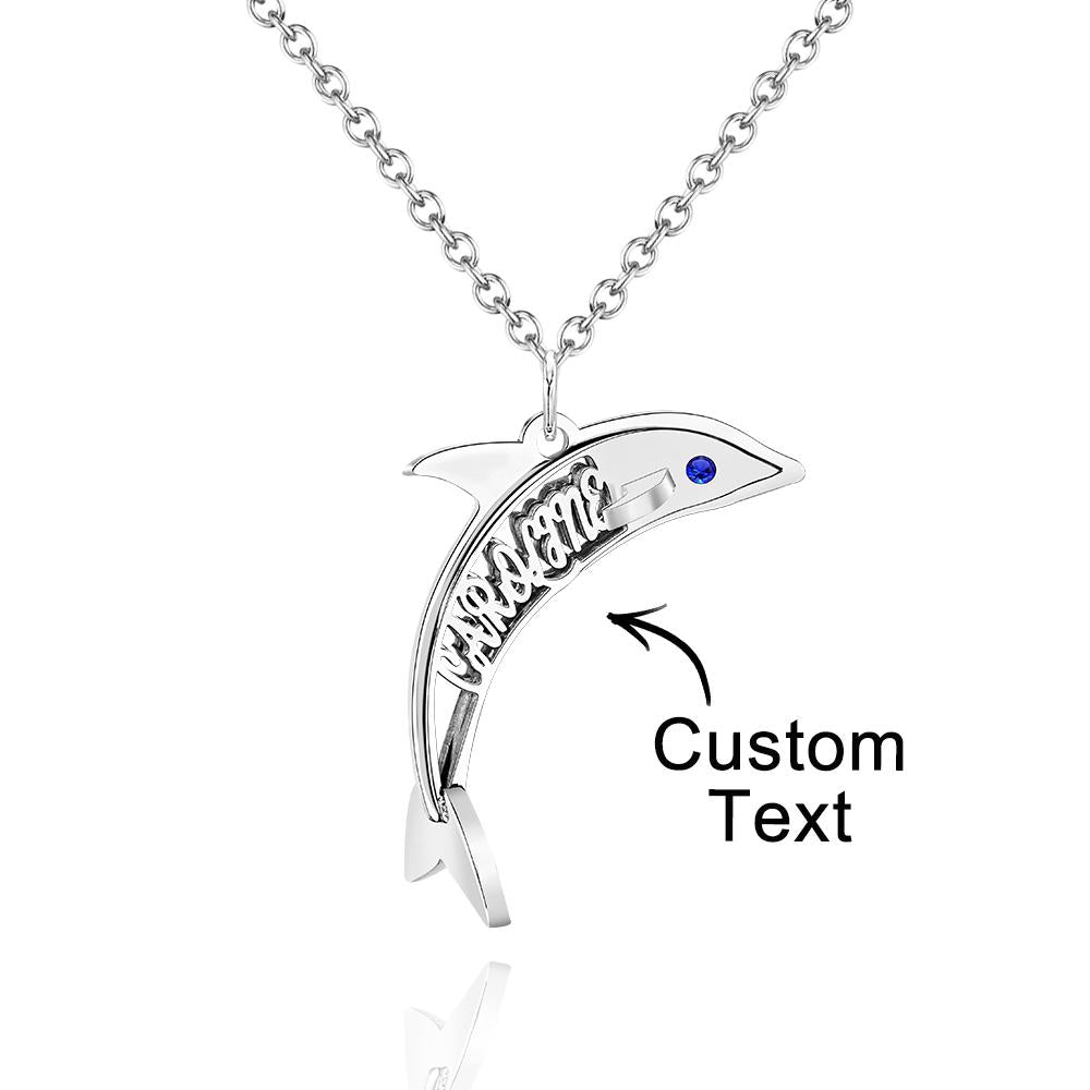 "Eye of the Dolphin" Personalized Birthstone Necklace Personalized Name Necklace for Valentine's Day - soufeelmy