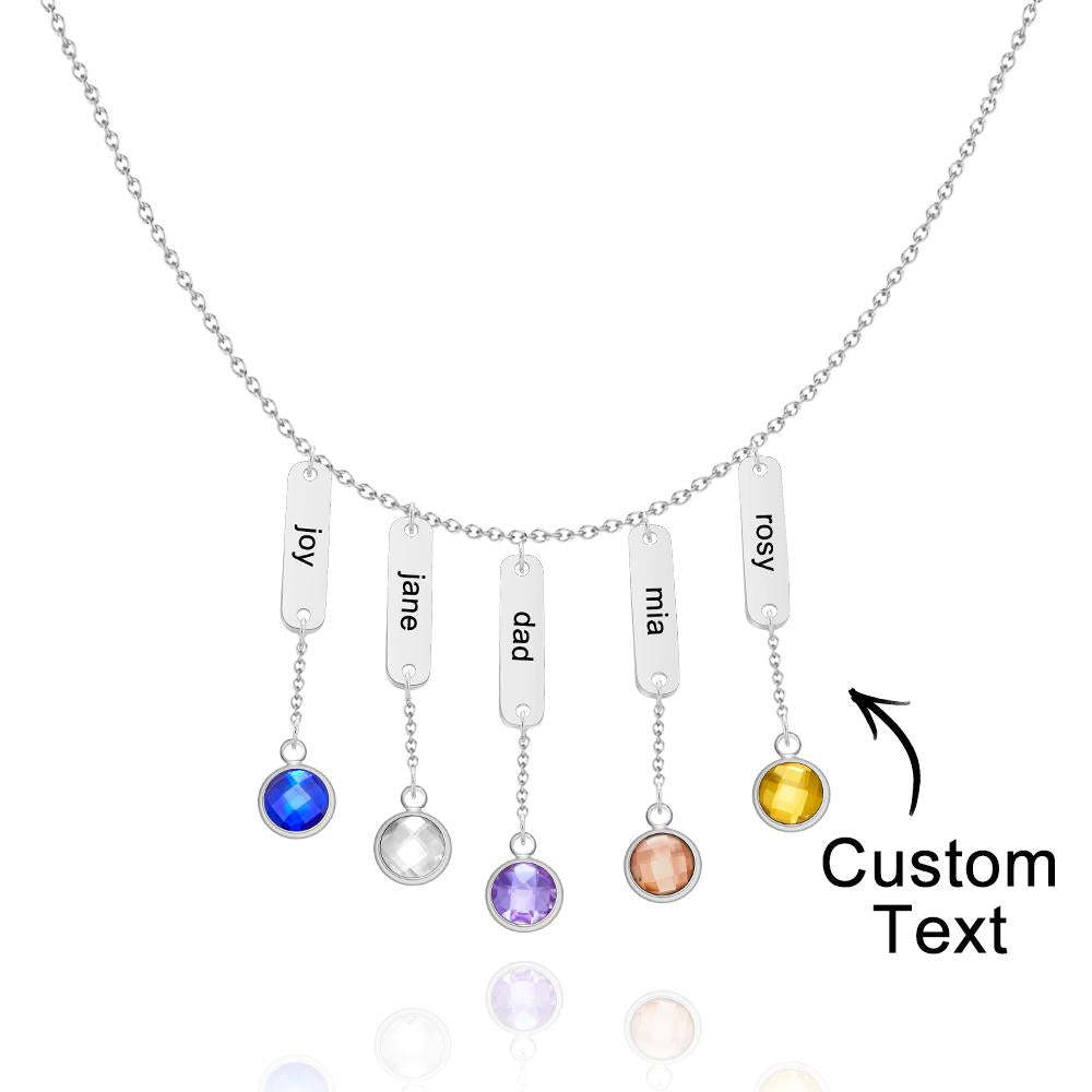 Custom Engraved Birthstone Necklace Simple Pendant Gifts - soufeelmy