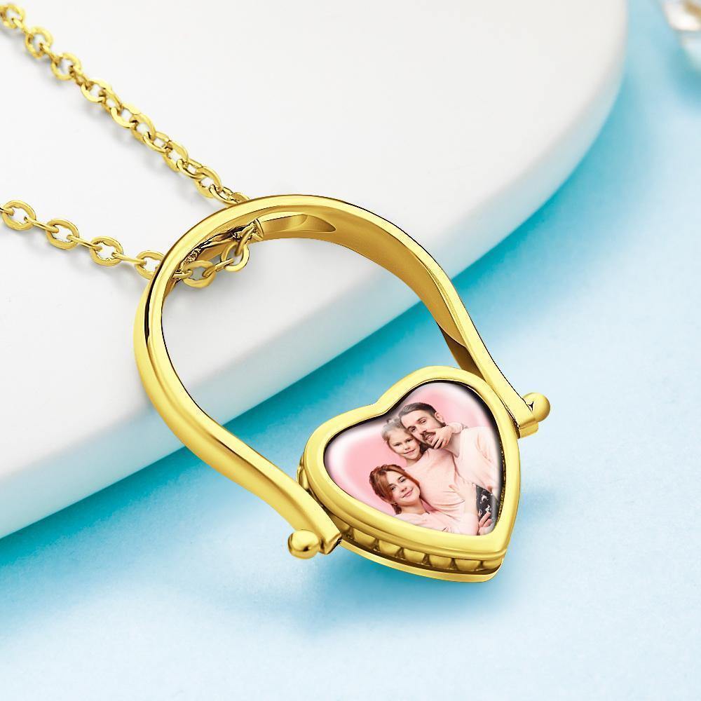 Photo Necklace, Photo Ring Gifts Dual-use (Ring Size 7#) 14k Gold Plated - soufeelus