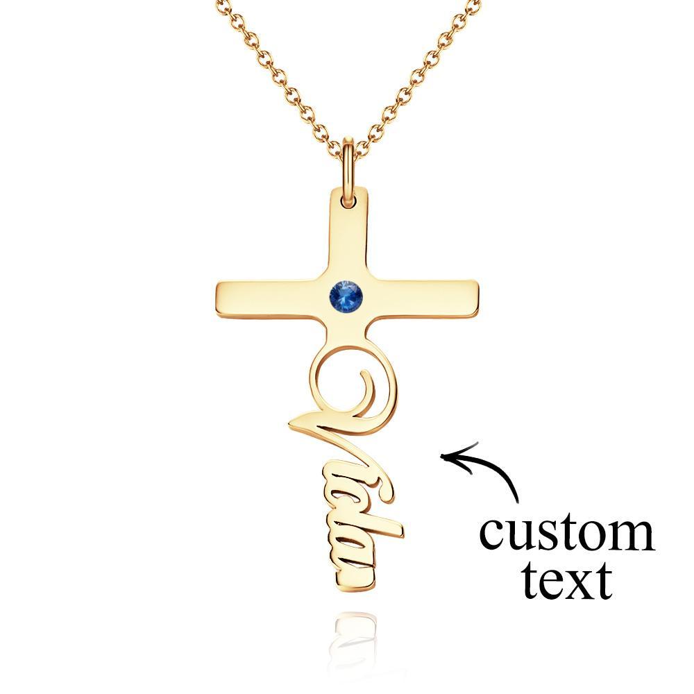 Your Belief Cross Personalized Name Necklace with Birthstone Name Plate Jewelry - soufeelmy