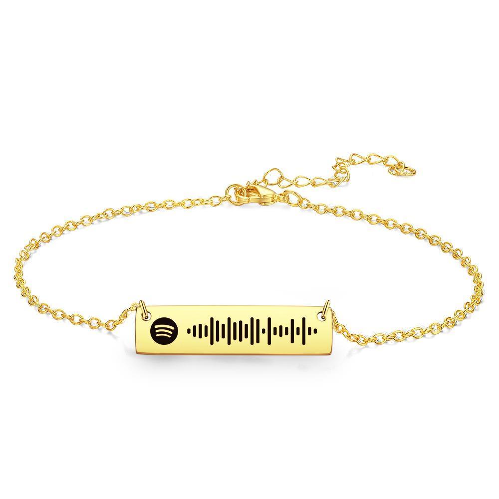 Scannable Spotify Code Anklet Engraved Bar Anklet Golden Color Gifts for Valentine's Day - 