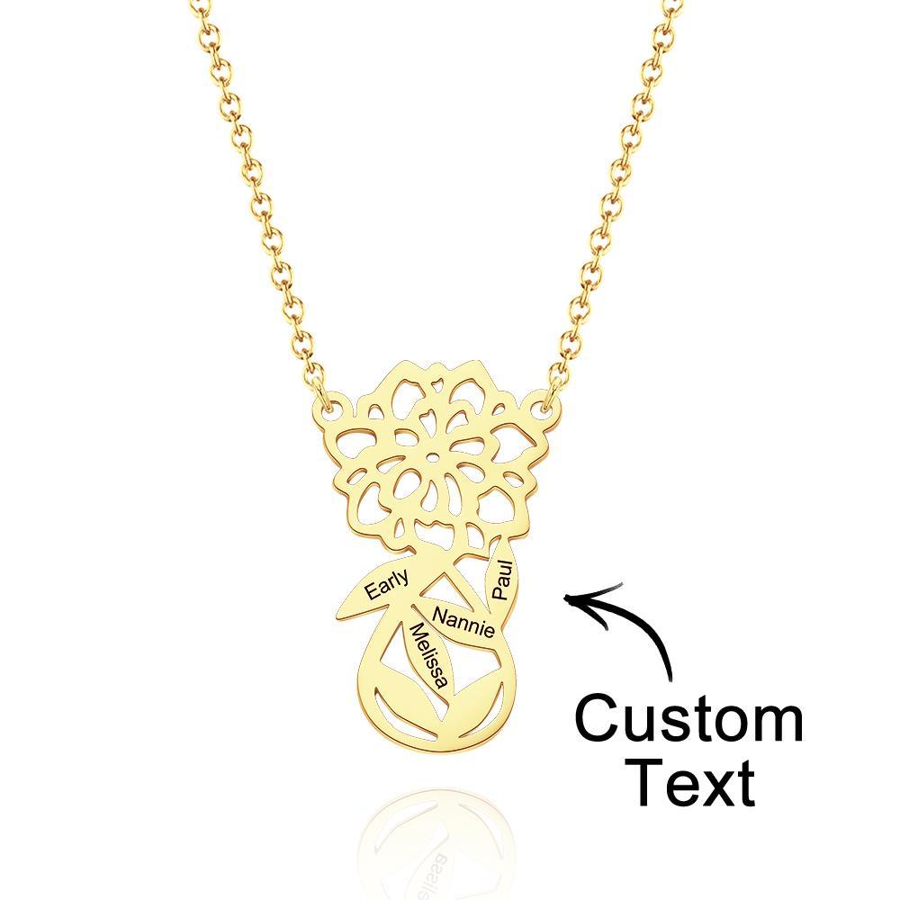 Custom Engraved Necklace Hollow Out Flower Exquisite Gifts - soufeelmy