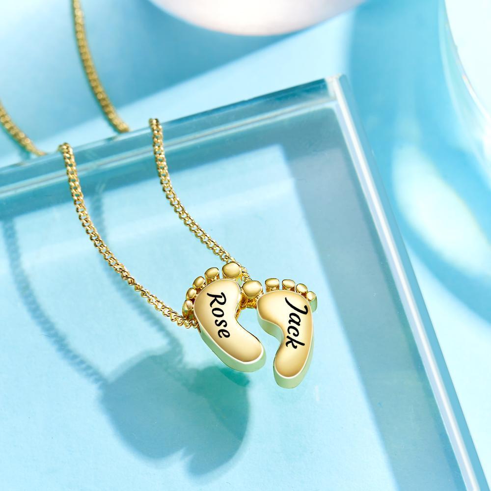 Custom Engraved Necklace Footprint Commemorate Gifts - soufeelmy