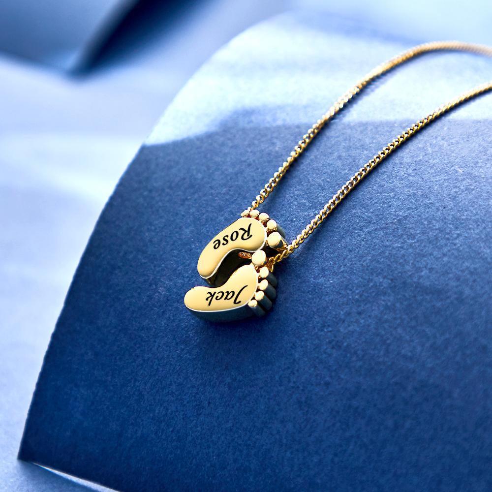 Custom Engraved Necklace Footprint Commemorate Gifts - soufeelmy