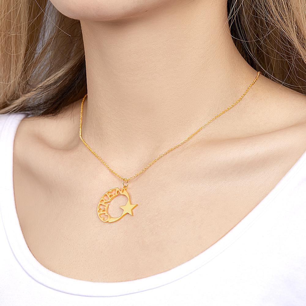 Custom Engraved Necklace Hollow Star Pendant Necklace Gift for Women - soufeelmy