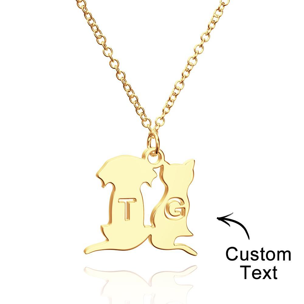 Personalized Family Animal Necklace Custom Engraved Initial Dog and Cat Necklace for Women - soufeelmy