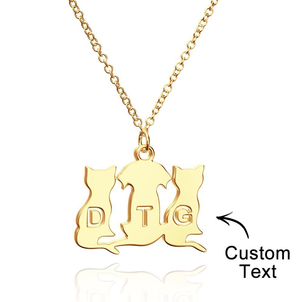 Personalized Family Animal Necklace Custom Engraved Initial Dog and Cat Necklace for Women - soufeelmy