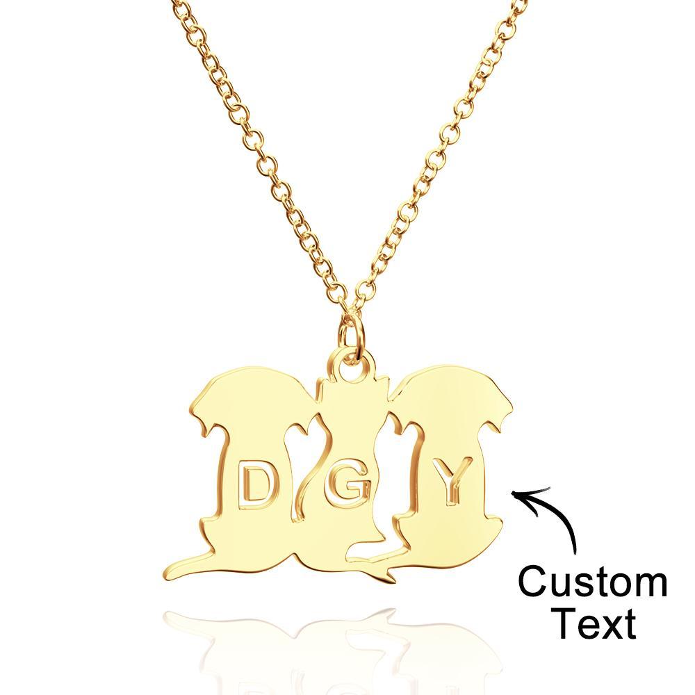 Personalized Family Animal Necklace Custom Engraved Initial Dog and Cat Necklace for Women - soufeelmy