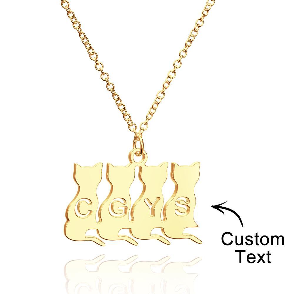 Personalized Family Animal Necklace Custom Engraved Initial Dog and Cat Necklace for Women - soufeelmy