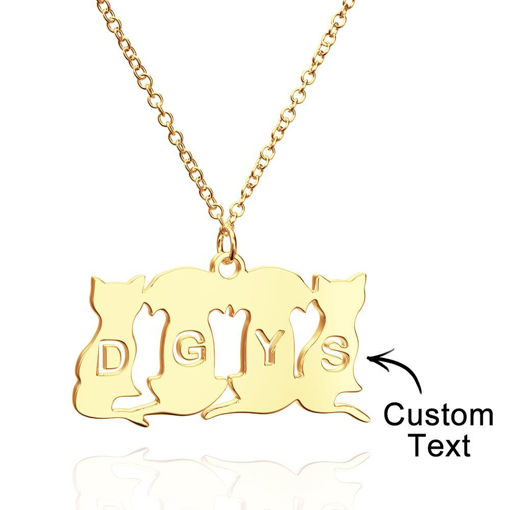 Personalized Family Animal Necklace Custom Engraved Initial Dog and Cat Necklace for Women - soufeelmy